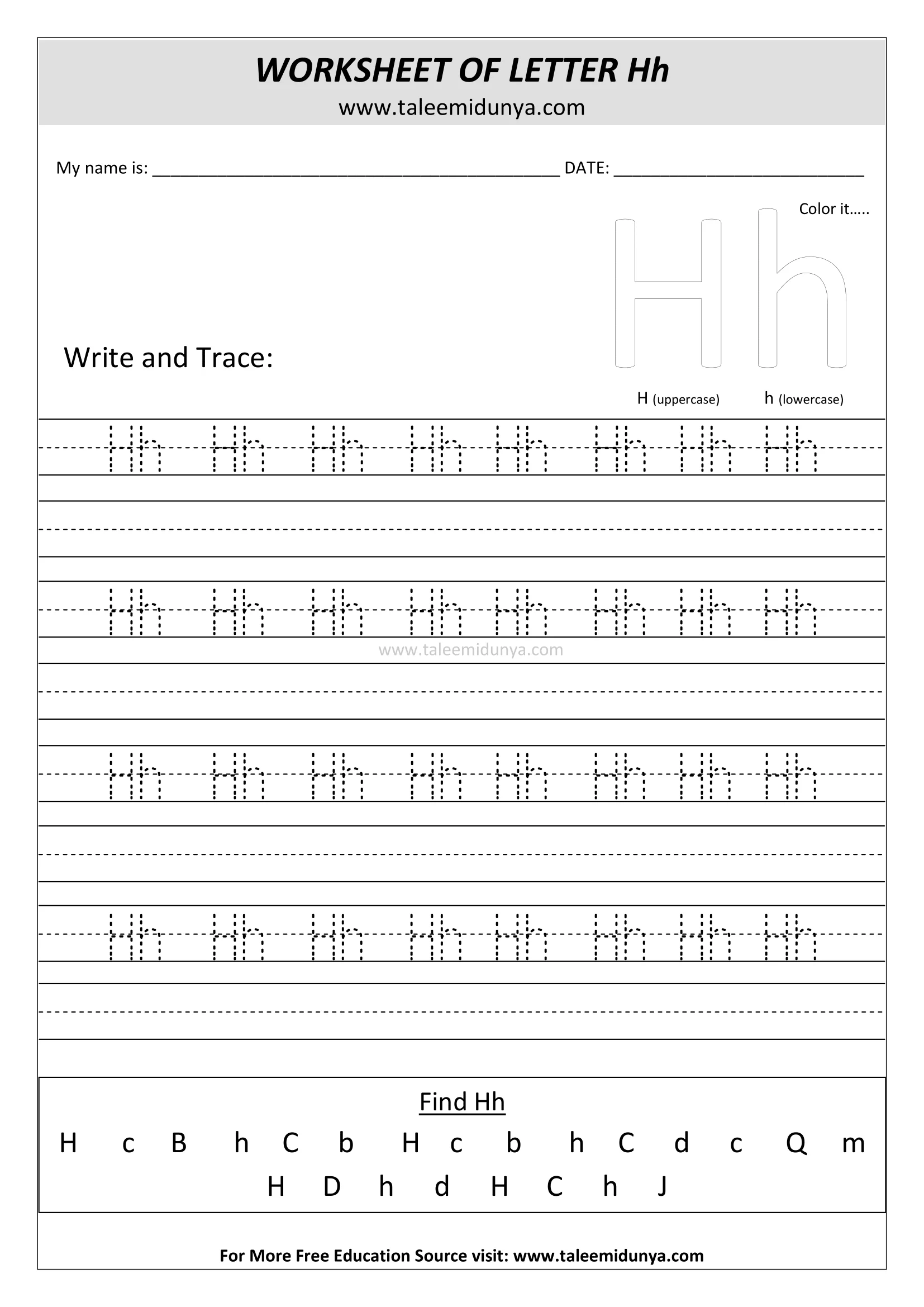 worksheet Hh